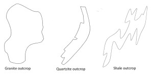 Three outcrop shapes